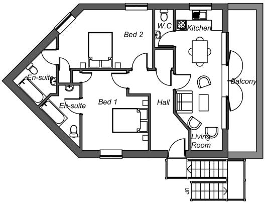 Boat House 2 bed floorplan